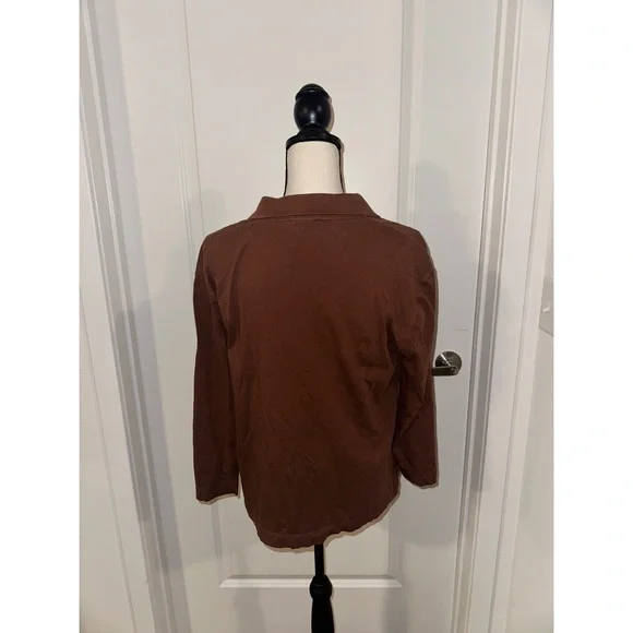Zara Brown Boxy Polo Button Down Top - Picture 3 of 7